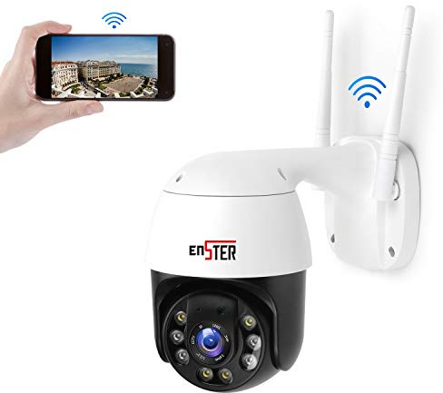ENSTER 1.5K Caméra Surveillance Extérieure 2.4GHz/5GHz WiFi, 360° 4X Zoom Numérique IP Caméra Extérieure avec 45m de Vision Nocturne en Couleur, Suivi Automatique