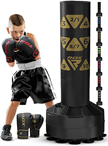 RDX Jugend Freistehender Boxsack 4ft Junior Standboxsäcke Trainingshandschuhe, MMA, Kickboxen,Boxen, Kampfsport, Muay Thai, Boxpartner, Punchingsäcke, Tumbler Boxsäcke Saugfuß (MEHRWEG)