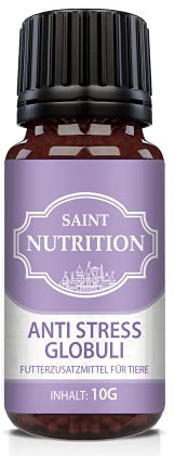 Saint Nutrition® Anti Stress Globuli für Hunde und Katzen | unterstützend bei Panikattacken, innere Unruhe und Angststörungen, Baldrian Beruhigungsmittel hochdosiert