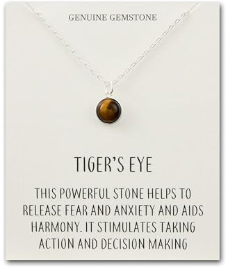 Philip Jones Tiger's Eye Necklace with Quote Card