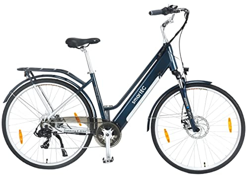 smartEC Trek-28D E-Bike Damen Trekking 250W Hinterradmotor Li-Ion-Akku 36V/13Ah Elektrofahrrad 28 Zoll Reichweite 90km bis 25 km/h Trekking City (Blau)