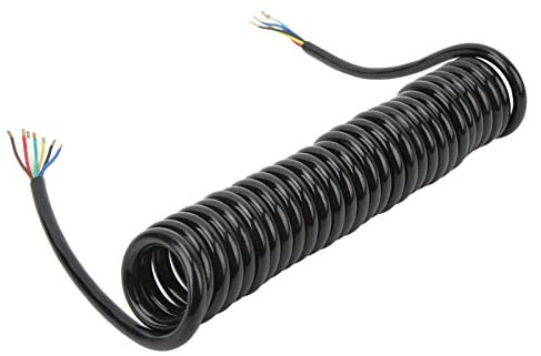Cable en Espiral de Extensión para Remolque, 12,8 Pies, 20 AWG, 7 Núcleos, para Grúa, RV, Cobre de Poliuretano