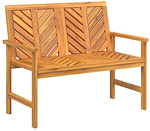 vidaXL Trädgårdsbänk 109 cm massivt akaciaträ, utebänk, terrassbänk, bänk, utebänkar, bänk med ryggstöd, bänkar, matbänk, utomhusbänk, altanbänk