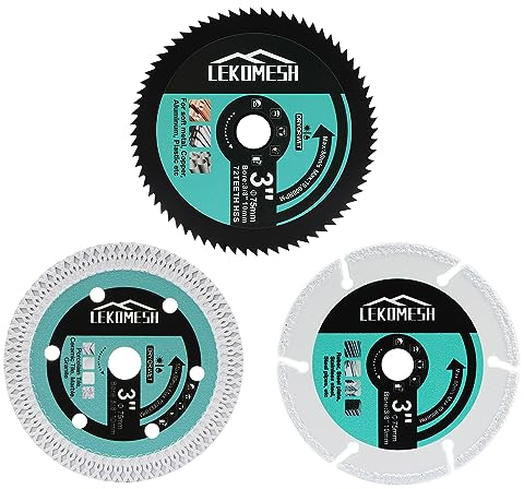 Diamant Trennscheiben Set - 3pcs 75x10 mm X Masche/HSS/Metall Schneideklinge zum Schneiden von Porzellan, Keramikfliesen, Weichmetall, Armierungseisen, Stahlplatten,LEKOMESH