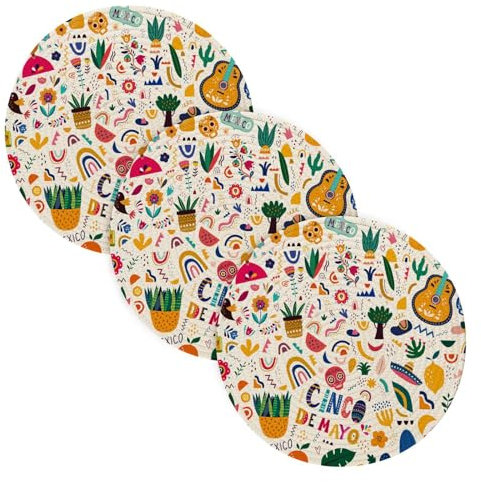 3 Pcs Trivet Pads for Hot Pots and Pans 15in Cotton Thread Weave Heat Resistant Hotpads for Stove House Decor Mexican Sugar Skull Cactus Cinco Mayo