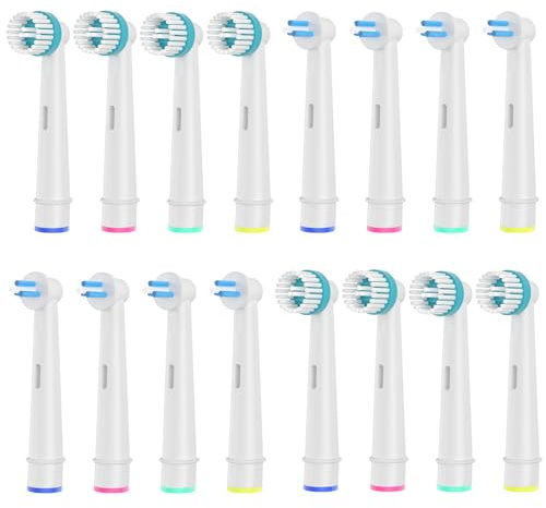 8 Recambios Cepillos Ortho Care y 8 Recambios Cepillos Interspace, Compatibles con los Cepillo Electrico Oral B (pack de 16,Blanco)