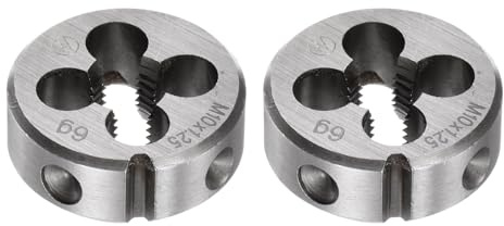 QUARKZMAN 2 Stück Runde Schneideisen, Metrisches M10 x 1,25 Gewinde (Rechtsgewinde), Schneidwerkzeug aus legiertem Werkzeugstahl zur Reparatur von Schrauben