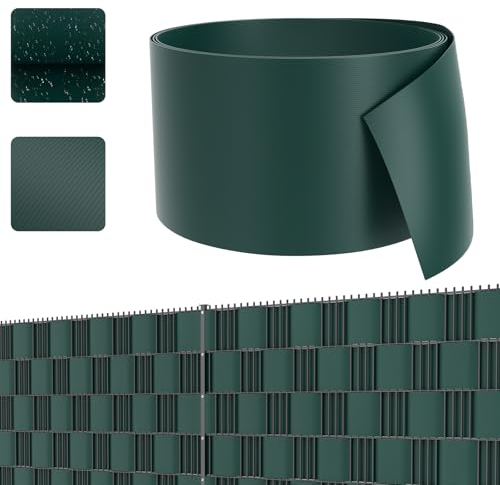JNGLGO 10x Hart PVC Sichtschutzstreifen Zaun 2,5m x 19cm für Doppelstabmatten, Sichtschutz Zaunfolie Wetterfest Windschutz, Garten/Balkon/Terrasse/Schwimmbad Gartenzaun, Grün