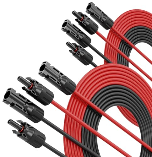 ABSINA 4X 10 Meter Solarkabel 4mm2 H1Z2Z2-K schwarz & rot - PV Kabel | Photovoltaik Kabel 4mm UV-beständig - Balkonkraftwerk Verlängerungskabel für Solarpanel mit Solarstecker