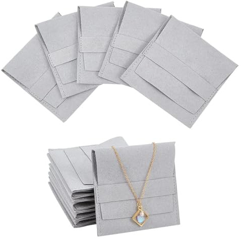 HarmonyCrafts 10Pcs Solid Color Jewelry Pouches Band Envelope Style Microfiber Jewelry Pouch Soft Touch Necklace Storage Elegant Earrings Rings Packaging Pouch for Bracelet Rings