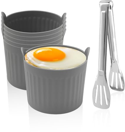 Cuociuova In Silicone Antiaderente Da 6 Pezzi, 1 Clip A Testa Rotonda, Stampo Per Uova In Camicia, Cuociuova Con Friggitrice Ad Aria, Stampo Per Anelli Per Uova