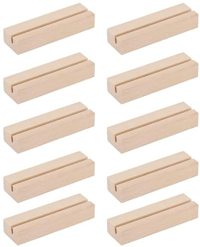 Quixotical 10 PCS Wood Place Card Holders, Table Number Holders, Wooden Photo, Menu, Postcard Holders for Wedding, Dinner Party, Event Decoration