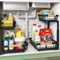 Kitstorack Metal Organizador Fregadero, 2 Niveles Organizador Extraíble Estante Almacenamiento Debajo Fregadero para Cocina, Baño, Negro