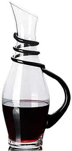 Decanter per Vino Rosso Crystal Quick Red - Caraffa per Vino Rosso in Vetro di Cristallo soffiato a Mano Regalo di Vino (B)