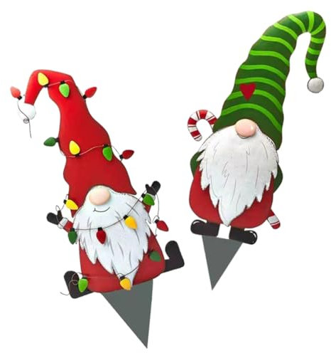 Levemolo 2stücke Weihnachten Santa Gartenstecker Deko Doppelseitiger Druck Für Außenbereich Weihnachtsdekoration Für Garten Und Terrasse
