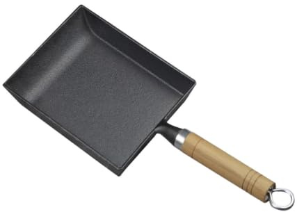 SHOWERORO Padella in Ghisa Multifunzione Per Bistecca e Fritti Manico in Legno, Superficie Liscia Senza Rivestimento Antiaderente, Per Cucina, Campeggio e Barbecue