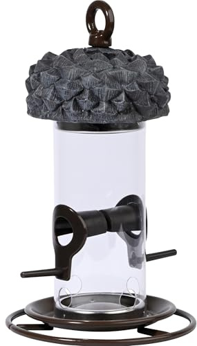 dobar® Kleine Design-Eichel-Futtersäule hängend aus Metall – Elegante Vogel-Futterstation für den Garten – Futterspender für Wildvögel, Nüsse, Sämereien