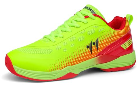 sekiueo Badmintonschuhe Für Herren Damen Leichte Hallenschuhe Gummisohle Atmungsaktiv,Grün,38 EU