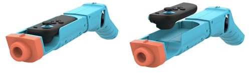 Shooting Game Gun Controller for J-Con, ABS Game Gun Shape Handgrip for NS 2, Lightweight Small Handle Stock Grip for Enhanced Shooting Games (Red + Blue)