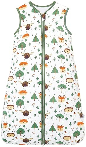 Chilsuessy Schlafsack Baby 2.5 Tog Winterschlafsack Babyschlafsack aus Baumwolle Kinder Winter Schlafsack ohne Ärmel für Jungen und Mädchen, A Waldtiere, 110cm/Baby Höhe 100-120cm