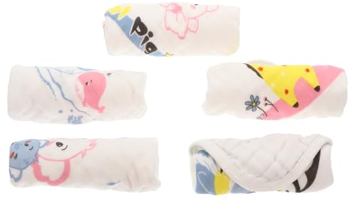 UTHCLO Babywaschlappen Super Saugfähig und Gesund 5 Stück-pack aus Baumwolle 6-lagig mit Süßem Muster für Neugeborene und Kleinkinder Zuhause und Unterwegs