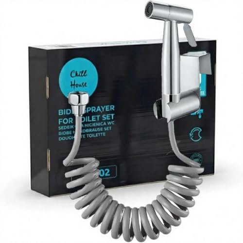 CHILL HOUSE Bidet para WC y Grifo de Water con Ducha en Acero Inox AISI 304 - Ducha Higiénica WC con Manguera Extensible 1.5m - Kit Higiene Íntima y Mascotas - (Sustitución: Rociador y Manguera)