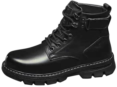 Stivali invernali da uomo, per attività all'aria aperta, impermeabili, con lacci, imbottiti, antiscivolo, da trekking, caldi, in pelle, stivali invernali, 2 nero., 44 EU