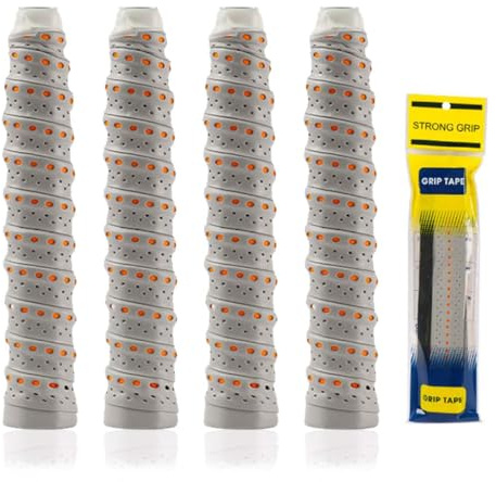 LACHT 4 Grip Per Racchetta, Versione Aggiornata, Dotato Di Strisce Antiscivolo, Design Bicolore, Appiccicoso, Assorbente, Durevole, Grip Di Ricambio Per Racchetta, Per Tennis, Badminton（Gris）
