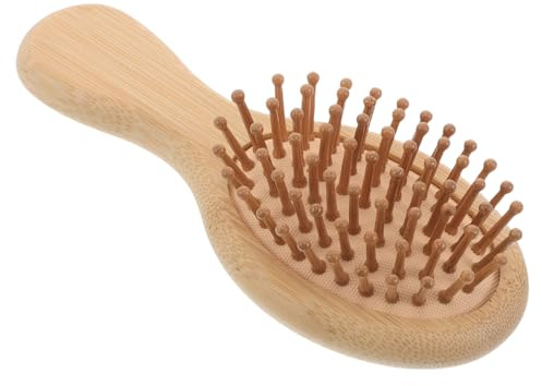 DECOMELODY Peigne de Massage Capillaire Mini en Bambou Naturel Dents Larges Arrondies Amortisseur Portable Antistatique pour Cuir Chevelu Sensible – Accessoire Soin Cheveux Pratique pour