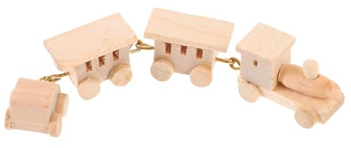 LALADEFIEE Mini Treno di Legno in Miniatura per Casa delle Bambole, Decorazione in Legno Sicura e Levigata, Accessorio Decorativo per Scrivania e Ambienti Interni