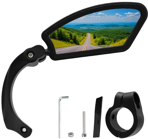 Bike Mirror Reverse Mirrors Cycling Glasses Rear-View Mirror (Right) | Mountain Bike Resistant Glass Lens Mirrors Bicycle Mirror Rotatable HD Safety Convex Bar for Electric Bicycle Universal Fit