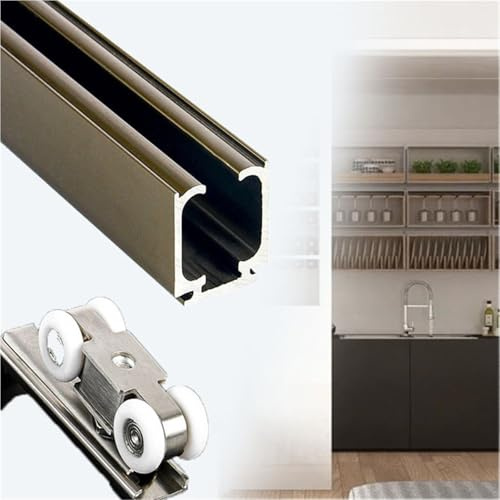 guide scorrevoli Set Di Binari Per Porta Scorrevole In Lega Di Alluminio, Per Divisorio/guardaroba/cabina Armadio, In Vetro Orbita Singola Installazione(L 80 cm)