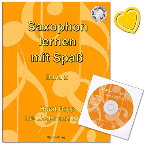Saxophon apprendre avec Plaisir Bande 2 de Chansons Horst Rapp - 135 et DUETTE avec CD et coloré Cœur Note Pince