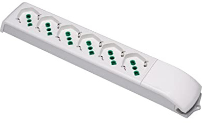 FANTON 410230 Multipresa Fido senza Cavo 6 Prese Bipasso schuko 2P+T 16A, Bianca