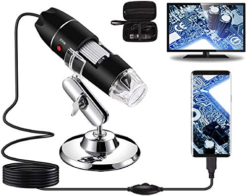 USB-Digitalmikroskop 40X bis 1000X, Bysameyee 8 LED-Vergrößerungs-Endoskopkamera mit Tragetasche und Metallständer, kompatibel für Android Windows 7 8 10 Linux Mac