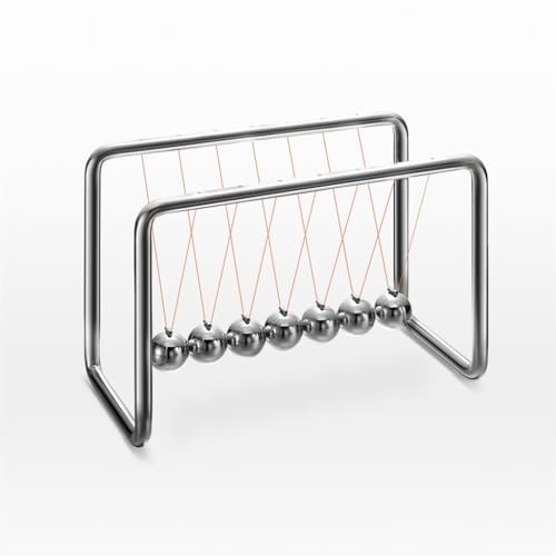 CERROPI Newton Cradle Balance Balls, Newton Pendulum with 7 Balls, 40 Sec Swingtime Classic Newton Swing Ball, Decorative Physics Gadget for Desk, Stainless Steel Frame
