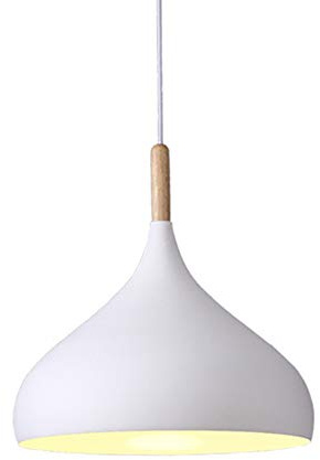 Mengjay Pendelleuchte Retro Hängeleuchte Hängelampe Metall Ø 24cm exkl. E27 max. 60W Leuchtmittel Weiß Matt, Metallschirm Hänge Pendelleuchten，für Esszimmer Wohnzimmer Restaurant Esstisch Café