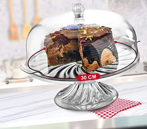Merwy Cake Stand with Dome Clear like Dome, Containers Plastic Large, Plastic Cake Box with Lid Cake Storage, Cake and Cupcake Holder, Food Holder BPA-Free (With Stand, Clear)