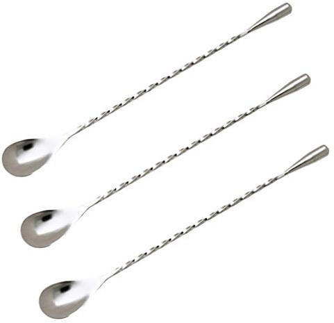 UPKOCH Barlöffel, hochwertige Barlöffel, lebensmittelecht, 40cm lang, Edelstahl poliert, 3 Stück