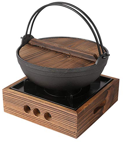 Thicken Japanese sukiyaki Sets with Stove and Lid Small Pot Cast Iron Pot Japanese Pot Stew Pot Hot Pot with Stove Set,D17cm