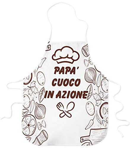 STAMPATEK Grembiule papà Cuoco in Azione Cucina Divertente Grembiuli Festa del papà Idea Regalo