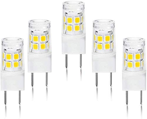 G8 LED Light Bulb, GY8.6 Bi-pin Base, Daylight 6000K T4 Xenon JCD Type, 120V 50W Halogen Replacement for Under Counter Kitchen and Cabinet Lighting (5-Pack)
