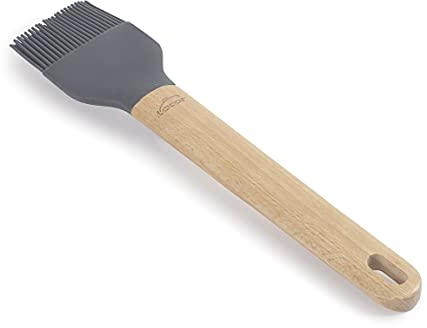 LACOR 68196 Silicona Unite, Pincel Cocina, Brocha Profesional Repostería, Mango de Madera Haya, No Daña Sartén, Resistente Altas Temperaturas, Libre BPA, 24.5x5.5x0.5 cm, Gris