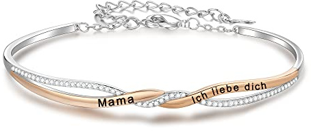 ULOMEOO Armband für Damen Gravur Mama Ich Liebe Dich Metall Unendlichkeit Kristallschmuck Geschenk Weihnachten Muttertag Geburtstag