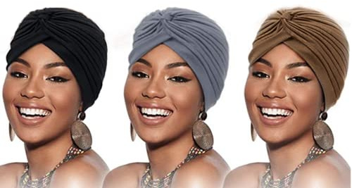 CHUANGOU 3 pièces Chapeaux Turban Turban pour femme doux Couvre-Chef endormi pour les femmes