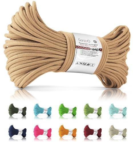 Ganzoo Paracord 425 Typ 2 Seil 3mm, 30 m, 4 Kernstränge, Nylon/Polyester, beige, Outdoor-Schnur für Zeltleinen, Camping, Survival, Basteln, Takeln, Flechten, Griffwicklung, Schlüsselband