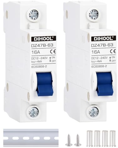Interruptor de circuito CC dz47 1P 16 Amp 12 V 24 V 36 V 48 V CC MCB interruptor de desconexión de protección contra cortocircuitos aislador para panel solar, batería, UPS, inversor, sistema