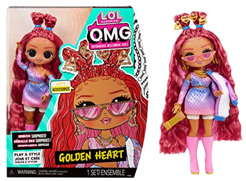 L.O.L. Surprise! OMG Fashion Doll - GOLDEN Heart - Packe die fabelhaften Überraschungen und Accessoires aus - Inklusive Modepuppe, Outfit und Puppenständer- Geschenk für Kinder im Alter ab 4 Jahren
