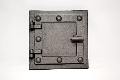 SEZAM Massive Revisionstür für Öfen aus Gusseisen 17 x 3,5 x 17 cm, Kamintür - Klappe - Räumungstür, für Backöfen, Feueröfen & Kamine - grafitfarbene Bemalung
