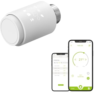 Qiumi Valvola del radiatore del termostato di Zigbee, eTRV, dimensione compatibile con la maggior parte delle valvole, Alexa, Googlehome Voice Control
